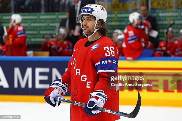 Mats Zuccarello of Norway skates agaist Sweden at Ice Palace on May 14, 2016 in Moscow, Russia.