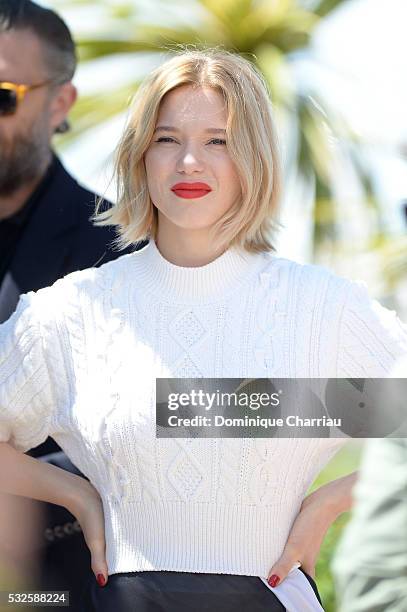 Lea Seydoux attends the "It's Only The End Of The World " Photocall during the 69th annual Cannes Film Festival at the Palais des Festivals on May...