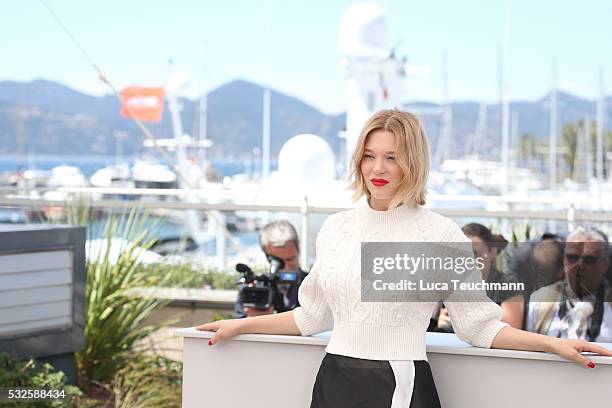 Lea Seydoux attends the "It's Only The End Of The World " Photocall during the 69th annual Cannes Film Festival at the Palais des Festivals on May...