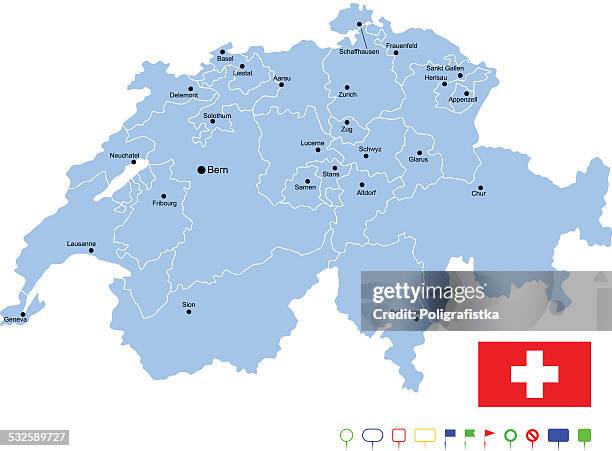 illustrations, cliparts, dessins animés et icônes de carte de la suisse - canton-de-vaud