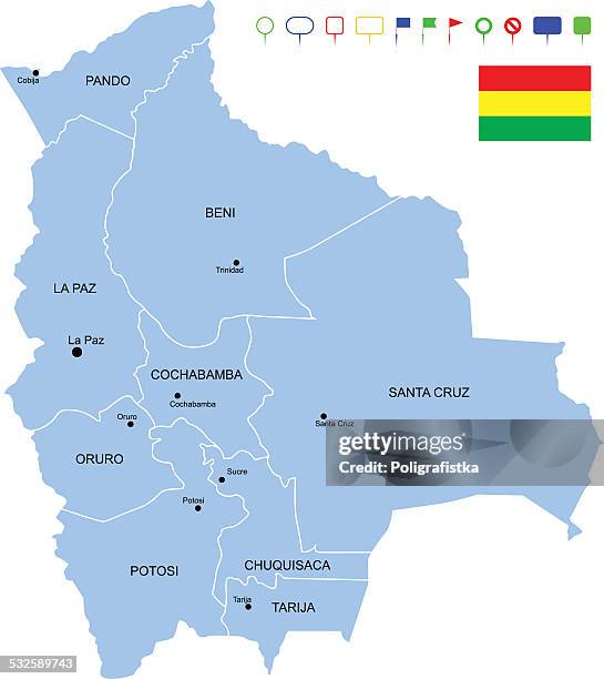 map of bolivia - cochabamba stock illustrations