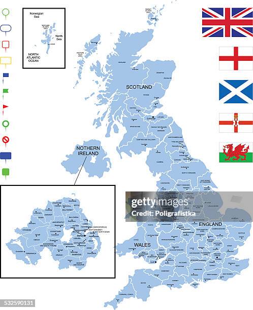 bildbanksillustrationer, clip art samt tecknat material och ikoner med map of united kingdom - midlands england