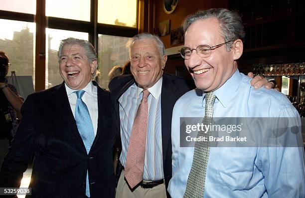 Carl Bernstein, Ben Bradlee and Bob Woodward attend the screening of "All The President's Men" at the Tribeca Cinemas on July 19, 2005 in New York...