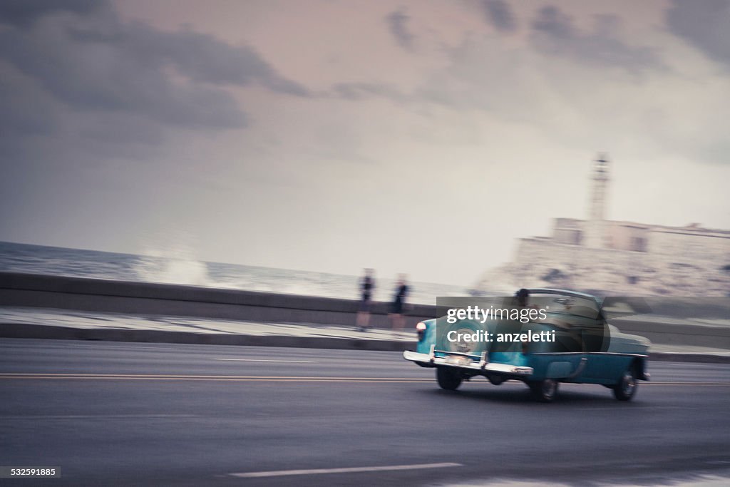 Classic car on the Malecon in Havana, Cuba