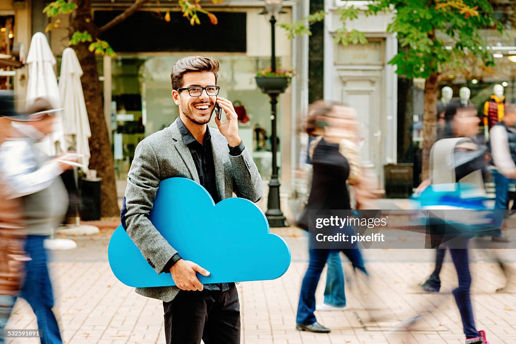 Businessman and cloud computing concept