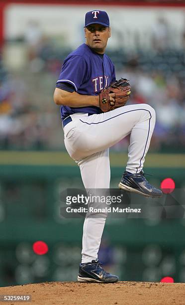 Pitcher Kenny Rogers of the Texas Rangers delivers a pitch against the Oakland Athletics on September 22, 2004 at Ameriquest Field in Arlington in...