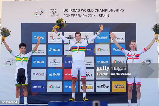 Road World Championships 2014 / Men -23 Podium / Caleb EWAN Silver Medal / Sven Erik BYSTROM Gold medal / Kristoffer SKJERPING Bronze Medal /...