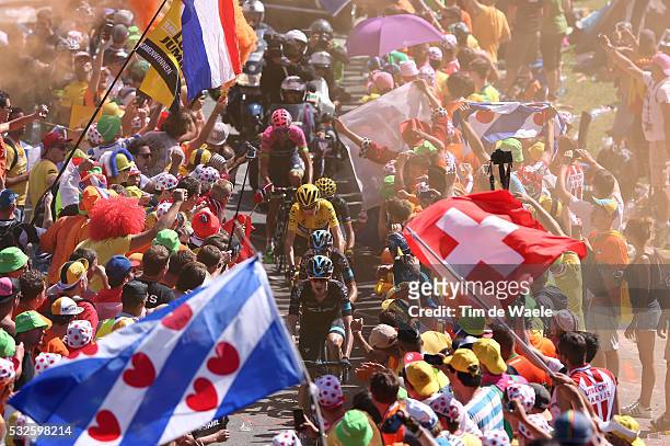 102nd Tour de France / Stage 20 FROOME Christopher Yellow Leader Jersey / PORTE Richie / POELS Wout / VALVERDE Alejandro / / Fans Supporters Public...