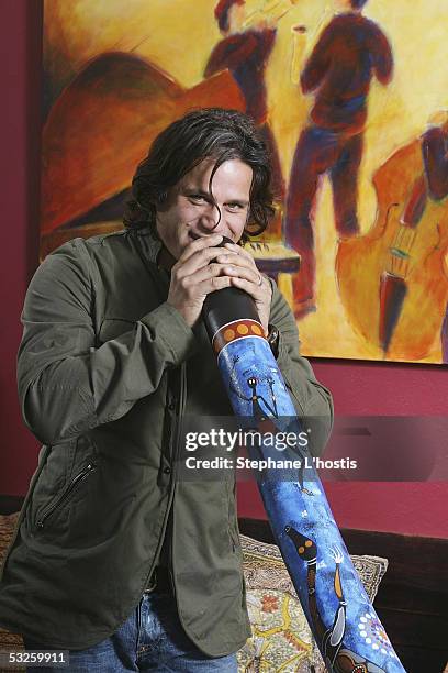 Singer Jon Stevens plays a didgeridoo July 15, 2005 in Sydney, Australia