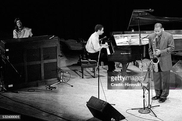 Ravi Coltrane and Alice Coltrane performing at Town Hall as part of the Texaco New York Jazz Festival on June 14, 1998.This image:From left, Alice...