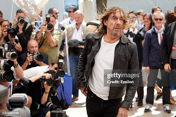 Iggy Pop attends the "Gimme Danger" photocall during the 69th annual Cannes Film Festival at Palais des Festivals on May 19, 2016 in Cannes, France.