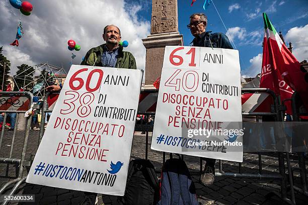 Thousands of retired people gather in Piazza del Popolo to protest against the Fornero pension reform law and to ask social justice, solidarity and...