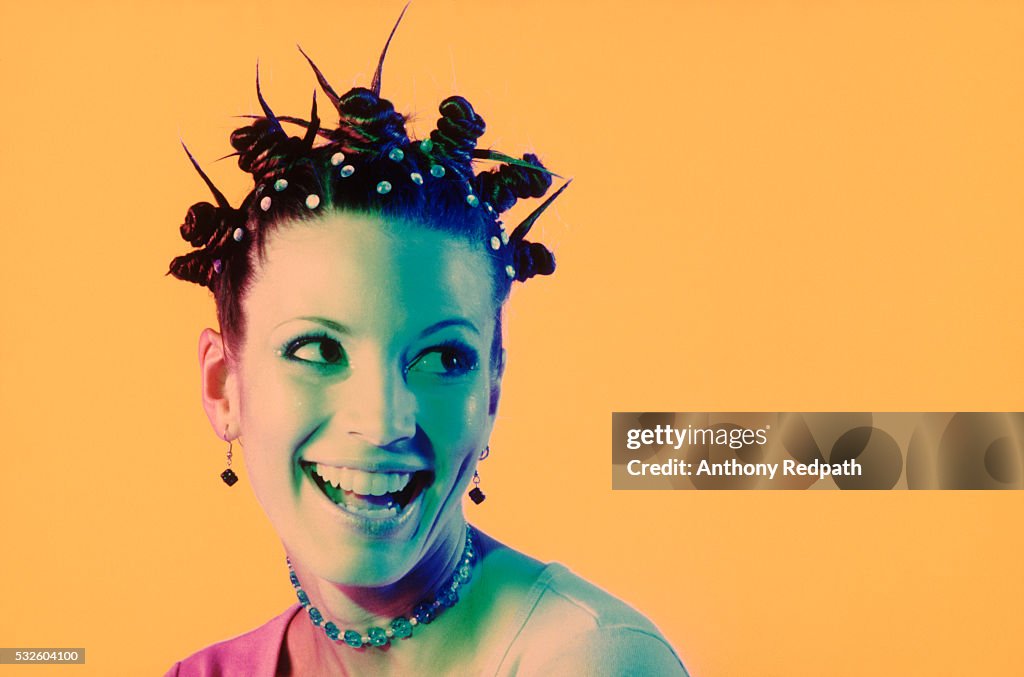 Young Woman Wearing Hair in Tight Spiked Coils