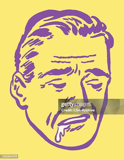 man drooling - man throwing up stock illustrations