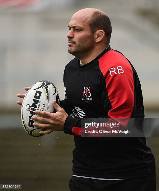 Antrim , Ireland - 19 May 2016; Rory Best of Ulster during the captains run at the Kingspan Stadium, Ravenhill Park, Belfast.