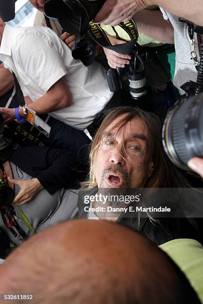 Iggy Pop attends the "Gimme Danger" photocall during the 69th annual Cannes Film Festival at Palais des Festivals on May 19, 2016 in Cannes, France.