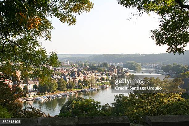 namur alongside the meuse river - provincie namur stockfoto's en -beelden
