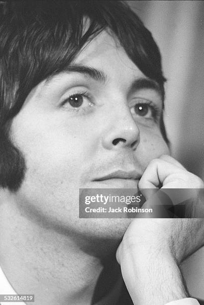 Portrait of singer Paul McCartney of the Beatles, late 1960s or early 1970s.