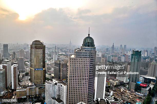 skyline of nanjing city, jiangsu province, china - funkmast stock pictures, royalty-free photos & images