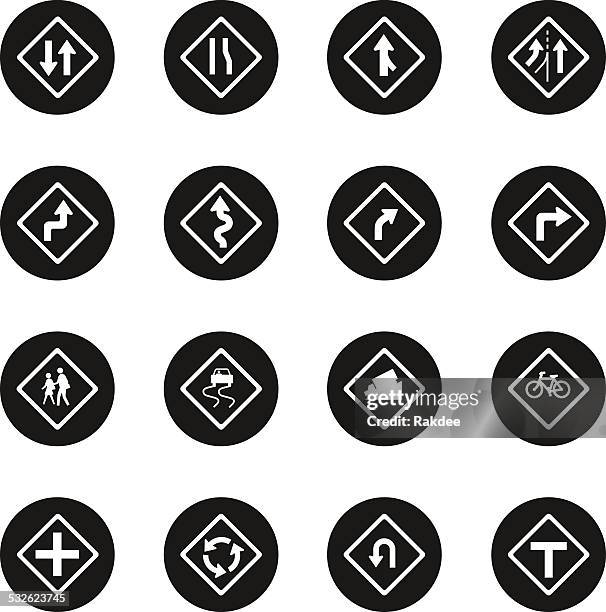 traffic and road sign icons - black circle series - pedestrian overpass stock illustrations