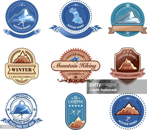 mountain label - freeze tag stock illustrations