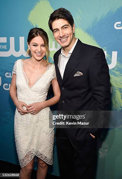 Melissa Benoist and Brandon Routh attend The CW Network's 2016 Upfront at The London Hotel on May 19, 2016 in New York City.