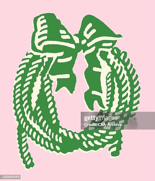 wreath made from rope lasso - cowboy rope stock illustrations