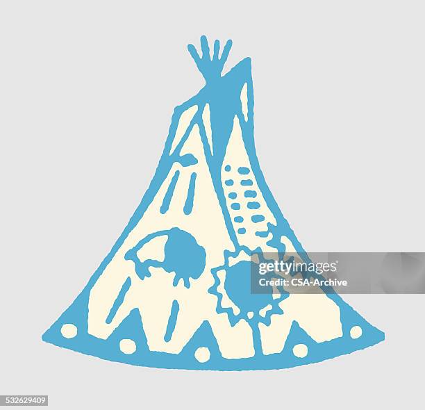 tepee with native american symbols - teepee stock illustrations