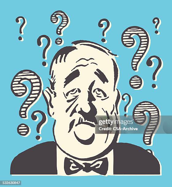 old man with questions - curious face stock illustrations