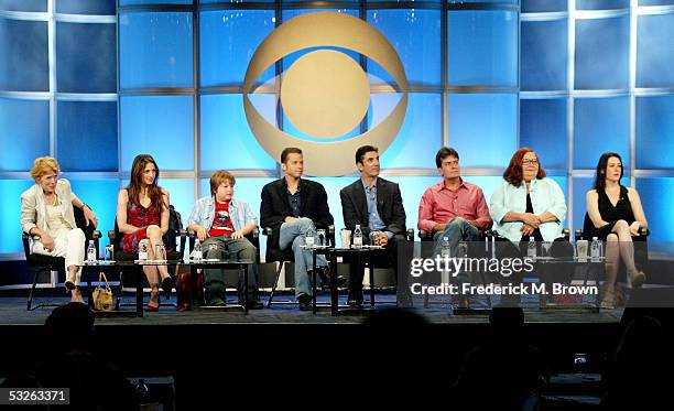 Actress Holland Taylor, actress Marin Hinkle, actor Angus T. Jones, actor Jonn Cryer, Executive Producer Chuck Lorre, actor Charlie Sheen, actress...