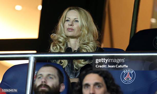 Helena Seger, wife of Zlatan Ibrahimovic attends the French Ligue 1 match between Paris Saint-Germain and FC Nantes at Parc des Princes stadium on...