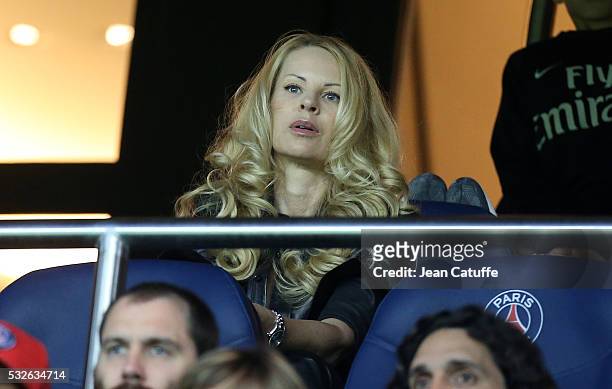 Helena Seger, wife of Zlatan Ibrahimovic attends the French Ligue 1 match between Paris Saint-Germain and FC Nantes at Parc des Princes stadium on...