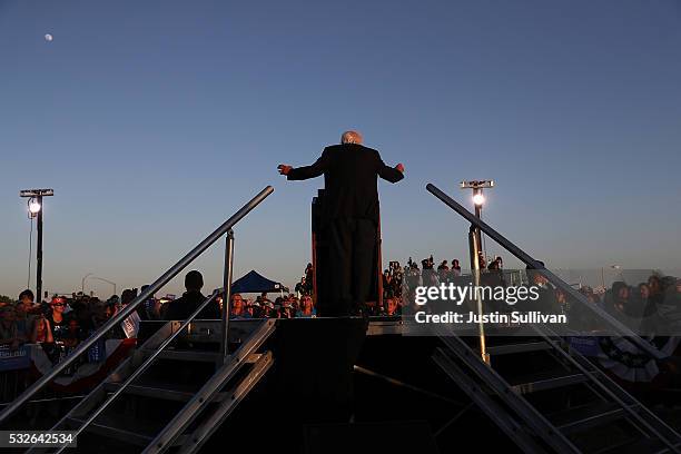 Democratic presidential candidate Sen. Bernie Sanders speaks at a campaign rally at Waterfront Park on May 18, 2016 in Vallejo, California. A day...