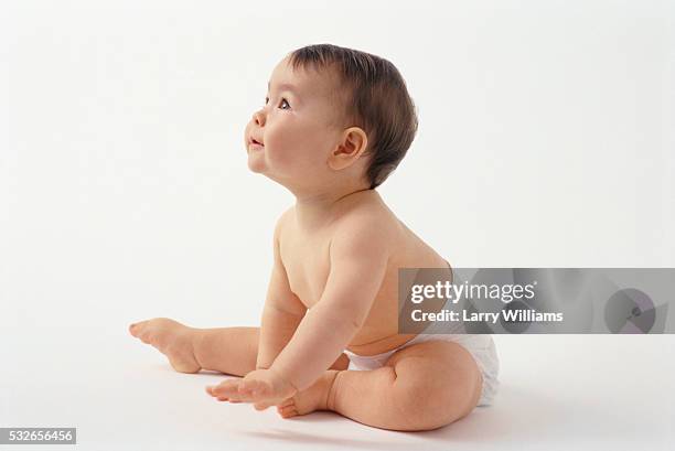 ten-month-old baby girl - diaper fotografías e imágenes de stock