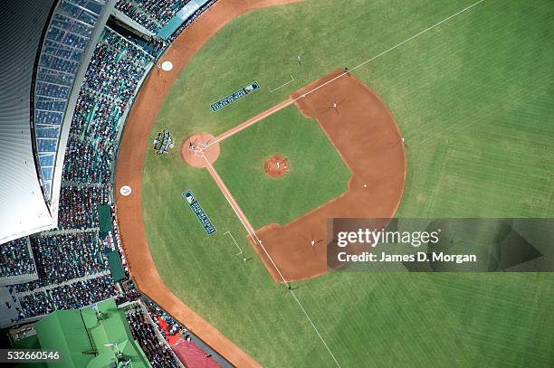 Sydney Cricket Ground from 2,000 feet on the night of the Baseball league in the USA launching its first game from Sydney. US Major League teams, Los...