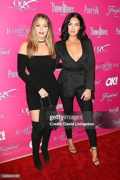 Actresses Olivia Pierson and Natalie Halcro arrive at the OK! Magazine's So Sexy LA at the Skybar at Mondrian on May 18, 2016 in West Hollywood,...