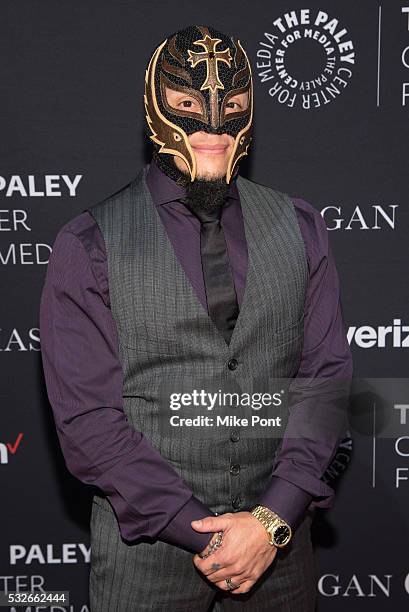 Professional wrestler Rey Mysterio attends the 2016 Paley Center for Media's Tribute To Hispanic Achievements In Television at Cipriani Wall Street...