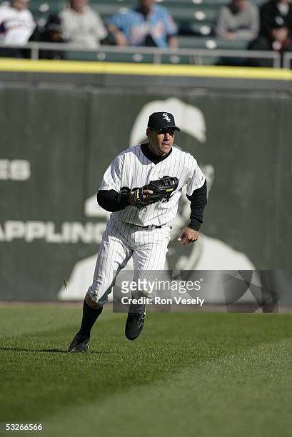 Scott Podsednik of the Chicago White Sox during the game against the Cleveland Indians at U.S. Cellular Field on April 7, 2005 in Chicago, Illinois....