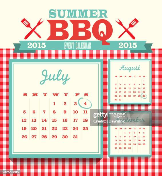 picnic event 2015 calendar design template july - save the date stock illustrations