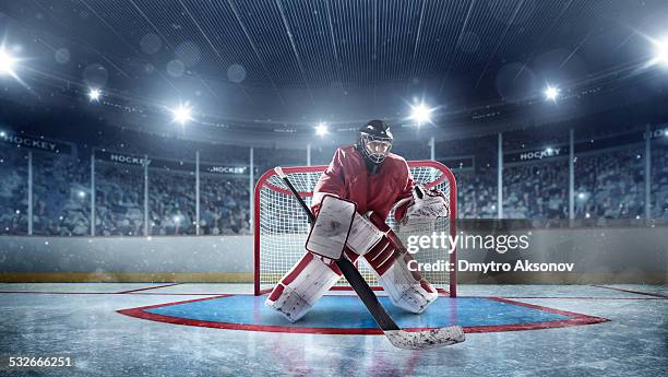 portiere di hockey su ghiaccio - portiere giocatore di hockey su ghiaccio foto e immagini stock