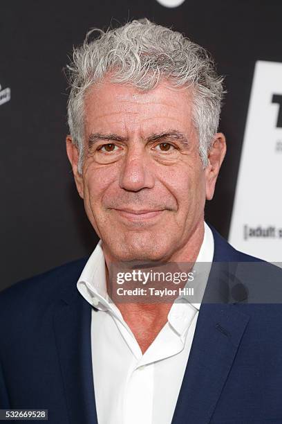 Anthony Bourdain attends the Turner Upfront 2016 arrivals at The Theater at Madison Square Garden on May 18, 2016 in New York City.