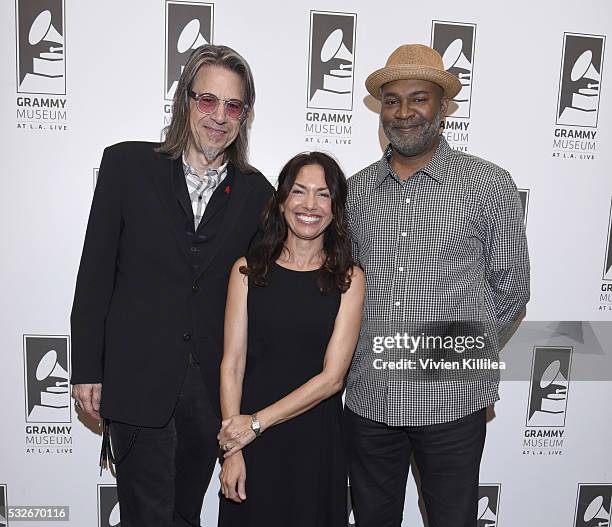 Vice President at The GRAMMY Foundation Scott Goldman, recording artist Susanna Hoffs of The Bangles and author and filmmaker Nelson George attend...