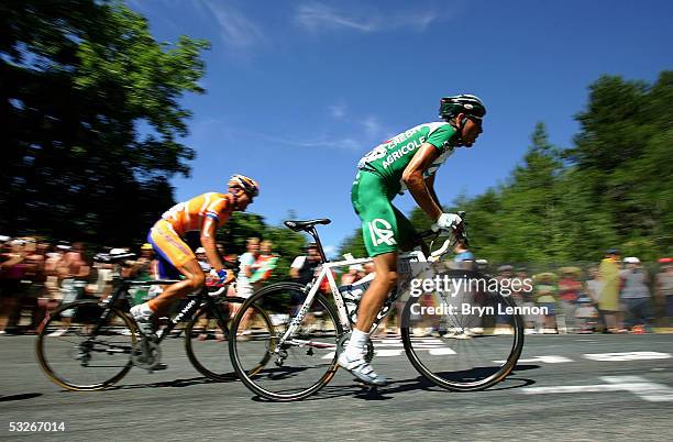 Christophe Moreau of France and Credit Agricole rides on the final climb during Stage 18 of the 92nd Tour de France between Albi and Mende July 21,...