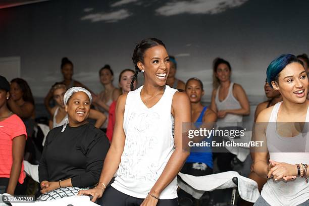 Singer Kelly Rowland of BET's "Chasing Destiny" attends Soul Cycle with Kelly Rowland at Soul Cycle WEHO on May 18, 2016 in West Hollywood,...