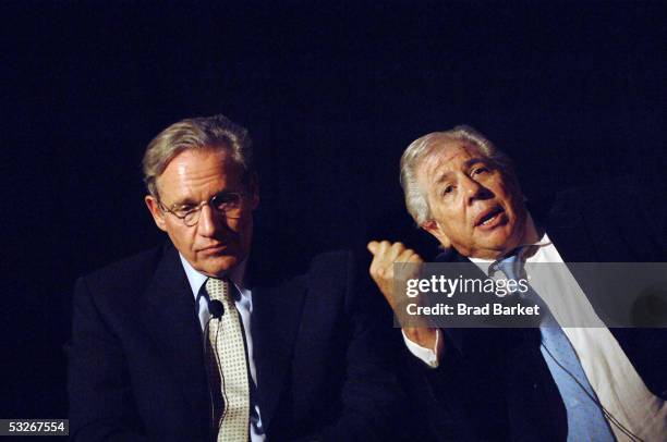 Journalists Bob Woodward and Carl Bernstein speak at the question and answer session of the screening of "All The President's Men" the Tribeca...