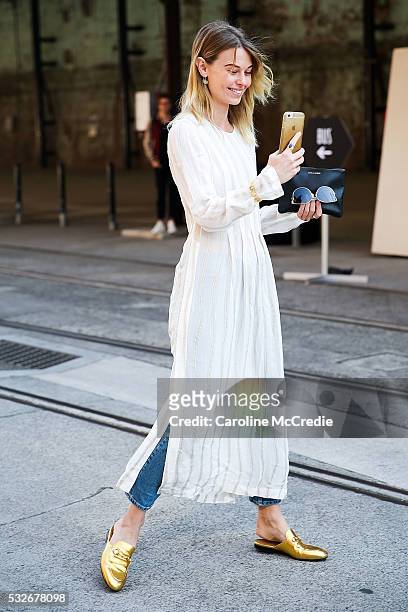 Natalie Cantell arrives at Mercedes-Benz Fashion Week Resort 17 Collections at Carriageworks on May 19, 2016 in Sydney, New South Wales.