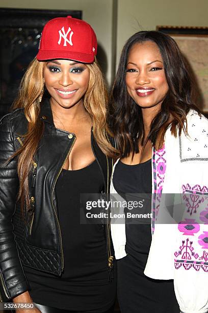 Personality Cynthia Bailey and actress Garcelle Beauvais attends Cargo By Cynthia Bailey VIP reception at The Redbury Hotel on May 18, 2016 in...