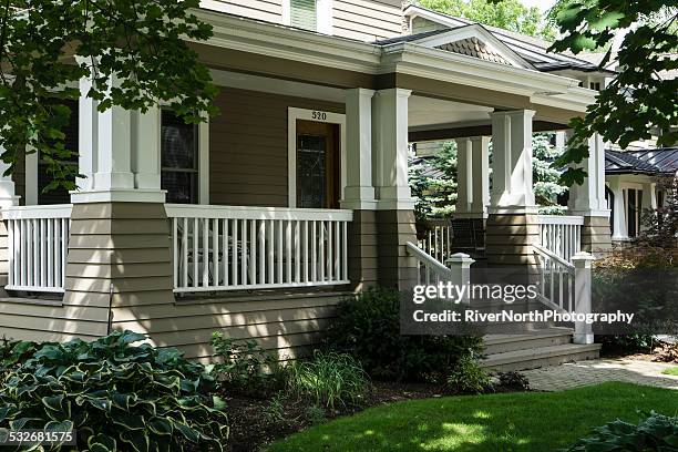 middle class american house - porch stock pictures, royalty-free photos & images