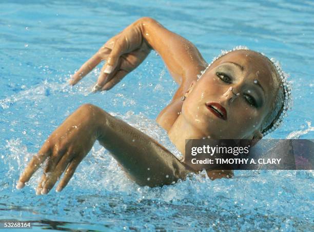 Christina Jones of the United States during her routine at the synchronized swim free solo finals 21 July 2005 at the 2005 XI FINA World...