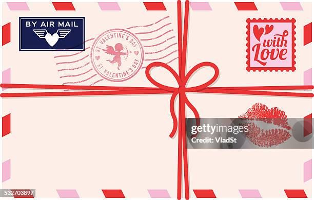 ilustraciones, imágenes clip art, dibujos animados e iconos de stock de st. valentine's day-correo aéreo carta de amor - carta de amor